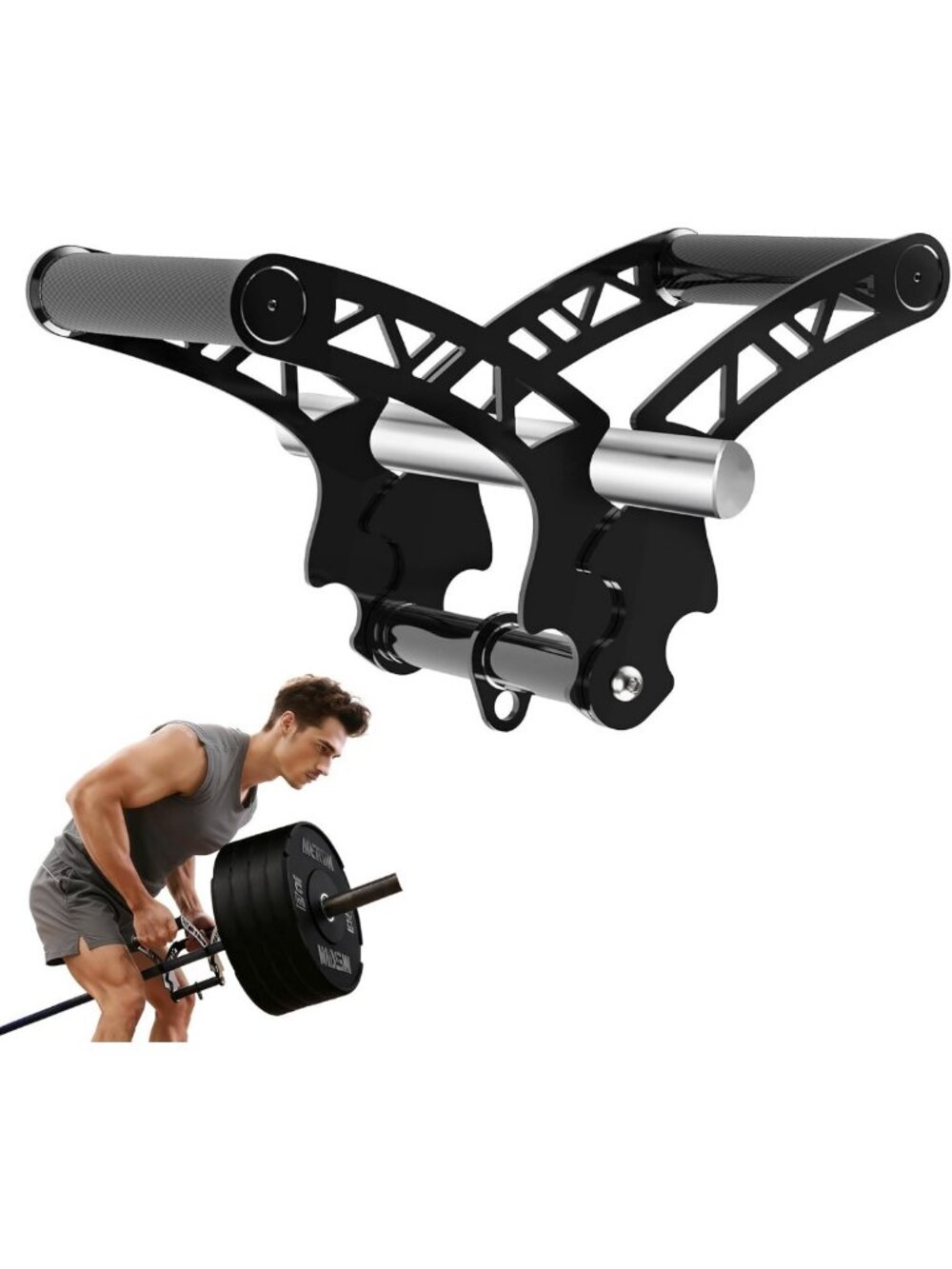Landmine T Bar Row Attachment & V Bar Handle for Back & Shoulder Workouts